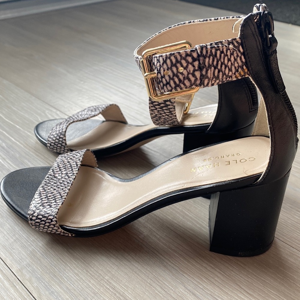 Cole Han Snakeskin Block Heel Sandals